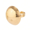 Anillo de cúpula vintage francés en acero inoxidable bañado en oro 18k con banda ajustable - Estilo de Bola Dorada (N5701)
