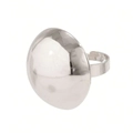 Anillo de cúpula gruesa vintage francés en acero inoxidable pulido estilo minimalista - Estilo de Bola Plateada (N5702)