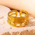 Französischer verstellbarer Ring aus vergoldetem Edelstahl mit polierter rechteckiger Platte - Gold Hohler Kettenglied-Rechteck-Tag-Ring (BJGR0285)