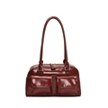 Borsa sottobraccio vintage bordeaux con finitura lucida e due tasche anteriori a pattina - Borgogna