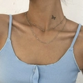 Double layer silver bead snake chain necklace for women in minimalist street style - Silver Style (C7378)