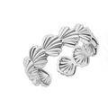 Silver shell-shaped adjustable open ring in ocean style with polished stainless steel finish - Silver Shell Style (F662)