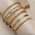 Set minimalista di 6 bracciali a catena in acciaio inossidabile dorato con varie maglie - Stile Dorato (C6163)