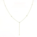 Collana a Y dorata minimalista con pietre di zirconia cubica trasparenti incastonate - Stile Y Oro (F2661) / Oro