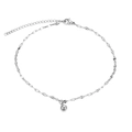 Elegantes silbernes Edelstahl-Fußkettchen mit facettierter Kette und Kugel-Anhänger - Silberner Stil (F388)