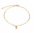 Eleganter Fußkettchen aus goldenem Edelstahl mit polierter Perle und verstellbarer Kette - Goldener Stil (F387)