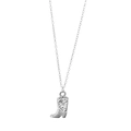 Collier minimaliste en acier inoxydable avec pendentif botte de cow-boy et détail étoile - Style Botte de Cow-boy Argentée (F2416)