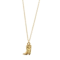 Collier minimaliste en acier inoxydable doré avec pendentif botte de cow-boy détaillé - Style Botte de Cow-boy Dorée (F2415)