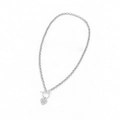 Collier en acier inoxydable argenté avec pendentif cœur lettre M et fermoir à bascule OT - Lettre N(N) / Argent (C7384)