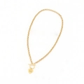 Collier en acier inoxydable doré avec pendentif cœur gravé de la lettre initiale M - Lettre A(A) / Or (C7383)