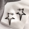 Minimalistische schwarze Edelstahl-Ohrstecker in Sternform auf Marmorhintergrund - Schwarz (N3733-BLACK)