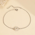 Roestvrijstalen armband met zonnehanger, verstelbare ketting en handige karabijnsluiting - Zilveren Zon Hanger Stijl (C5938)