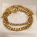 Layered gold Cuban link anklet set for beach fashion with adjustable lobster clasp - Golden Style (F2635)