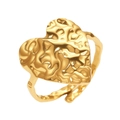 Hammered texture gold heart ring with adjustable open band and minimalist french design - Gold Hammered Heart Style (F2125)