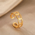 18K gold plated martini chain link open ring with adjustable matte brushed finish - Gold Style (C1549)