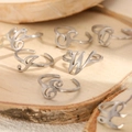 Anillo ajustable de acero inoxidable plateado con elegante diseño de letras del alfabeto - Letra A / Plateado