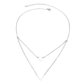 Double-layered stainless steel necklace featuring hollow triangle and V-shaped pendants - Silver Double Layer Triangle V Style (F1544)