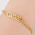 Elegant 18K gold plated stainless steel bracelet featuring five hollow heart designs - Five Hollow Hearts Style (F3475) / Gold