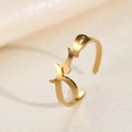 Gold stainless steel adjustable open ring featuring minimalist Arabic calligraphy design - Gold Style (F1613)