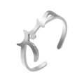 Adjustable stainless steel open ring with Arabic calligraphy cutout in silver finish - Silver Style (F1614)