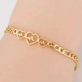 Minimalist 18K gold-plated stainless steel bracelet with cutout heart and heartbeat motif - Heartbeat Ripple Style (F3477) / Gold