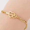 18K gold-plated stainless steel bracelet featuring interlocking double heart charms - Interlocking Hearts Style (F3479) / Gold