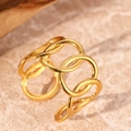 Exaggerated 18K gold plated hollow chain link open ring on a marble surface - Gold Style (C4855)