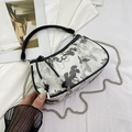 New Chinese style crossbody bag with black ink embroidery and marble bead tassels - Black (Ink Landscape)