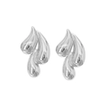 Polished silver stainless steel teardrop earrings with a fluid liquid metal aesthetic - Silver Liquid Metal Fluid Style (F2110)