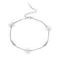 Tobillera de margaritas en acero inoxidable con cuentas plateadas y cierre ajustable - Plata (C9796)
