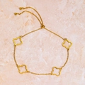 18K gold plated stainless steel anklet with hollow clover charms and adjustable slide clasp - Gold Style (F1609)