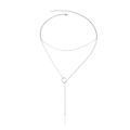 Minimalist double layer stainless steel necklace with circle and vertical bar pendants - Silver Style (C9790)
