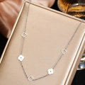 Minimalist silver stainless steel four-leaf clover necklace with hollow pendant design - Silver Hollow Solid Alternating Style (F2490) / Silver