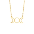 Elegant gold stainless steel triple moon goddess pendant necklace for women - Gold (C9401)