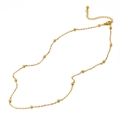 Detail of a gold bead chain necklace featuring a lobster clasp and adjustable extender - Gold Style (F1241)