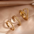 Three-piece gold adjustable stainless steel rings set on elegant champagne satin - Gold Three-Piece Style (C8863)