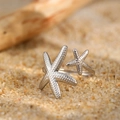 Silver ocean star open ring for women on beach sand, adjustable marine jewelry - Silver (F1172)