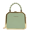 Elegante minzgrüne geometrische Box-Handtasche mit Goldrahmen und Kettenriemen - Grün