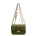Quilted olive green shoulder bag with gold chain strap and metallic twist lock - Green