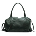 Grand sac cabas vert foncé en similicuir avec fermeture éclair et longues anses - Vert