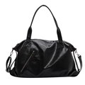 Grand sac cabas noir en cuir PU avec poche zippée et bandoulière amovible robuste - Noir