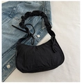Fashionable black pleated crossbody bag with matching cloud-style shoulder strap detail - Black