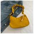 Fashionable bright yellow pleated handbag with soft fabric and FANYISSA label detail - Yellow