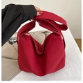 Bright red lightweight nylon hobo crossbody bag with adjustable silver buckle - Red