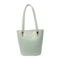 Bolso tipo cubo verde menta chic con brillo metálico y elegantes detalles dorados - Verde
