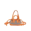 Fashionable orange rhinestone mini tote bag with drawstring closure and crossbody strap - Orange