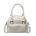 Chic cream white shell-shaped handbag with adjustable strap and textured faux leather finish - Off White