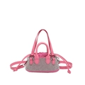 Chic pink rhinestone mini handbag with sparkling finish and adjustable leather strap - Pink