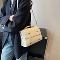 Chic beige messenger bag for women with top handle and silver hardware accent - Off White