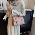 Elegant rose pink PU leather messenger bag with silver hardware and adjustable strap - Pink
